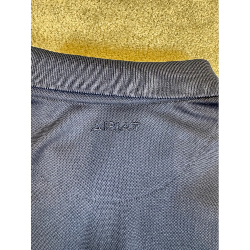 Ariat Mens AriatTEK Performance Polo Shirt Navy Blue Short Sleeve Size Large - Picture 7 of 9